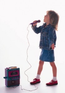 girl singing karaoke