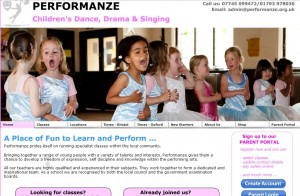 A home page for parents looking for children's dance classes.