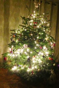 christmas tree with decorations and lights